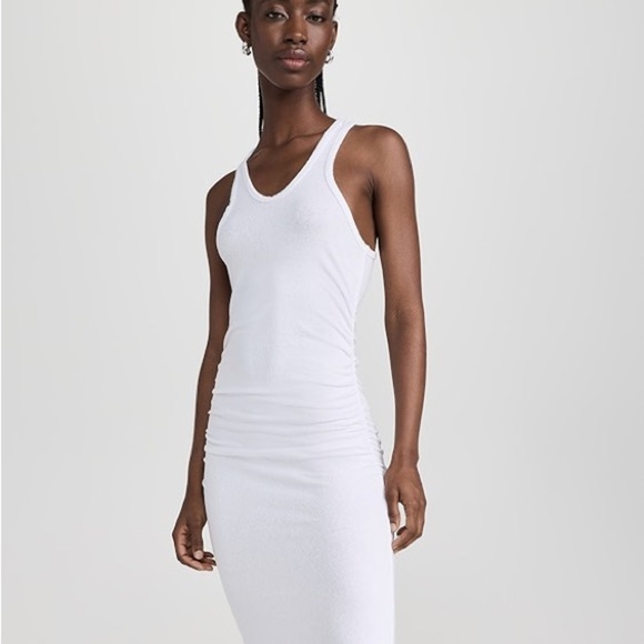 James Perse fitted ruched midi dress size 3 white - Picture 7 of 9